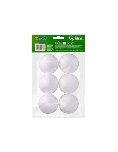 Figura de espuma blanca liderpapel bola de 7 cm bolsa con 6 unidades