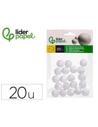 Figura de espuma blanca liderpapel bola de 2 cm bolsa con 20 unidades