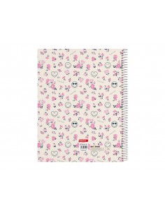 Cuaderno espiral safta tapa forrada din a4 120 hojas cuadro 5 mm 60 gr microperforado smiley world