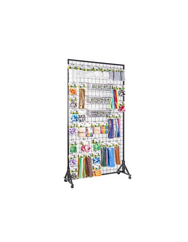 Expositor liderpapel metalico para productos de manualidades con 373 unidades surtidas 40 ganchos y 3 bandejas