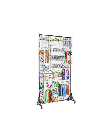 Expositor liderpapel metalico para productos de manualidades con 373 unidades surtidas 40 ganchos y 3 bandejas