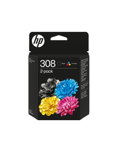 HP 308 Negro + Color Pack de 2 Cartuchos de Tinta Originales - 6L6S6UE