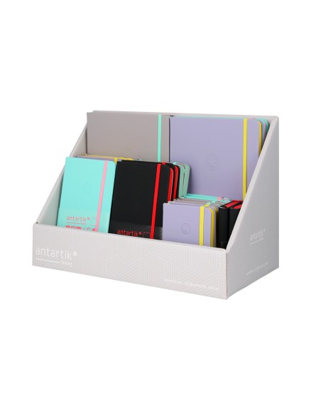 Cuaderno con gomilla antartik note tapa dura y blanda bicolor a5 a6 a7 expositor de 20 unidades surtidas Cuaderno con gomilla antartik note tapa dura y blanda bicolor a5 a6 a7 expositor de 20 unidades surtidas