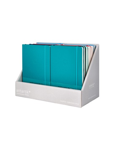 Cuaderno con gomilla antartik note tapa blanda expositor de 18 unidades surtidas