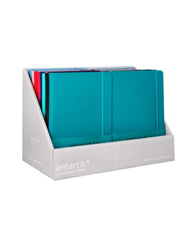 Cuaderno con gomilla antartik note tapa blanda expositor de 18 unidades surtidas