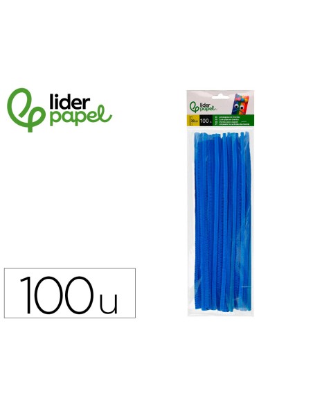 Limpiapipas de chenilla liderpapel 30 cm color azul mate bolsa de 100 unidades