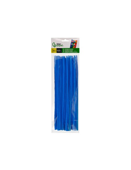 Limpiapipas de chenilla liderpapel 30 cm color azul mate bolsa de 100 unidades