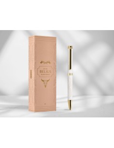 Roller belius wild west aluminio color blanco dorado tinta color negro caja de diseno