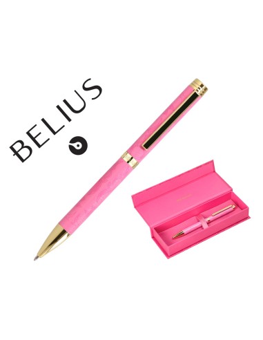 Boligrafo belius wild west aluminio color rosa dorado tinta color azul caja de diseno