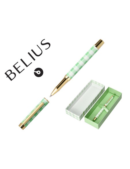 Boligrafo belius picnic aluminio color verde dorado tinta color azul caja de diseno Boligrafo belius picnic aluminio color verde dorado tinta color azul caja de diseno
