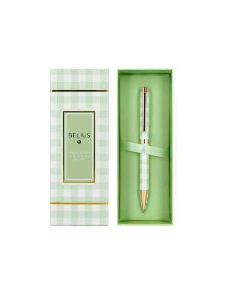 Boligrafo belius picnic aluminio color verde dorado tinta color azul caja de diseno Boligrafo belius picnic aluminio color verde dorado tinta color azul caja de diseno