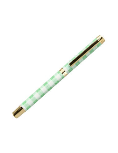 Boligrafo belius picnic aluminio color verde dorado tinta color azul caja de diseno