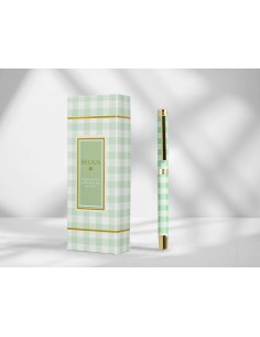 Boligrafo belius picnic aluminio color verde dorado tinta color azul caja de diseno