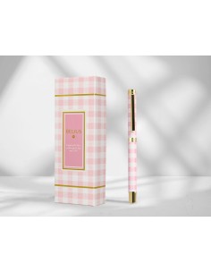 Boligrafo belius picnic aluminio color rosa dorado tinta color azul caja de diseno