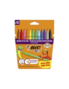 Rotulador bic kids couleur estuche de 12 formato especialcolores surtidos tinta base de agua lavable