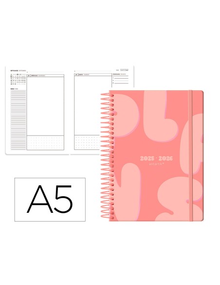 Agenda escolar antartik 25 26 espiral plans naranja dia pagina a5 bilingue papel fsc 80 gr