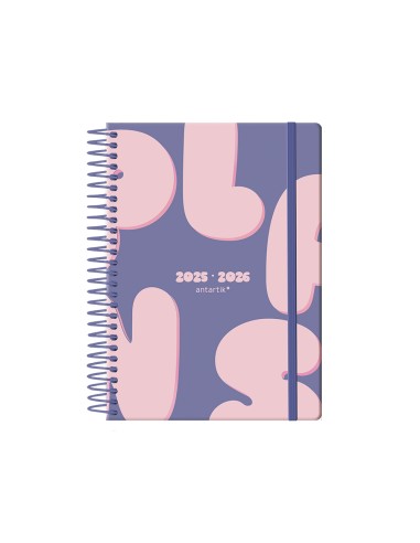 Agenda escolar antartik 25 26 espiral plans morado dia pagina a5 bilingue papel fsc 80 gr