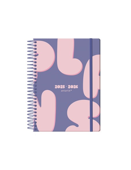Agenda escolar antartik 25 26 espiral plans morado dia pagina a5 bilingue papel fsc 80 gr