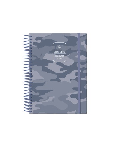 Agenda escolar liderpapel 25 26 espiral patterns militargris semana vista a6 bilingue papel fsc 80 gr