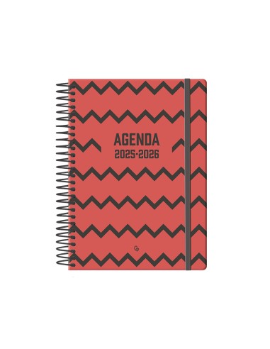 Agenda escolar liderpapel 25 26 espiral patterns zigzag semana vista a6 bilingue papel fsc 80 gr