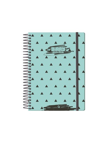 Agenda escolar liderpapel 25 26 espiral patterns triangulos dia pagina a5 bilingue papel fsc