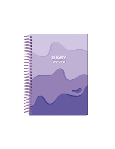 Agenda escolar liderpapel 25 26 espiral melting morado dia pagina a5 bilingue papel fsc 80 gr