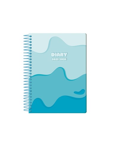 Agenda escolar liderpapel 25 26 espiral melting azul semana vista a5 bilingue papelfsc 80 gr