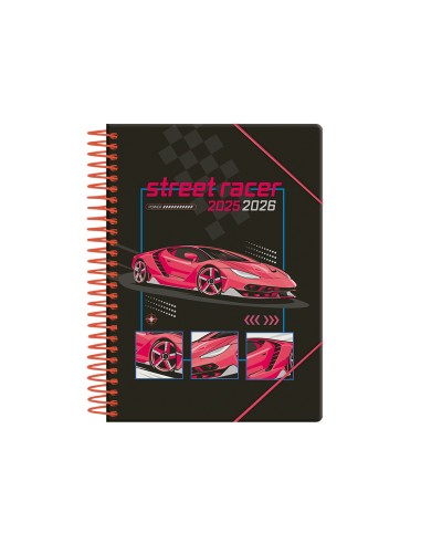 Agenda escolar liderpapel 25 26 espiral cars rojo dia pagina a5 bilingue papel fsc 80 gr