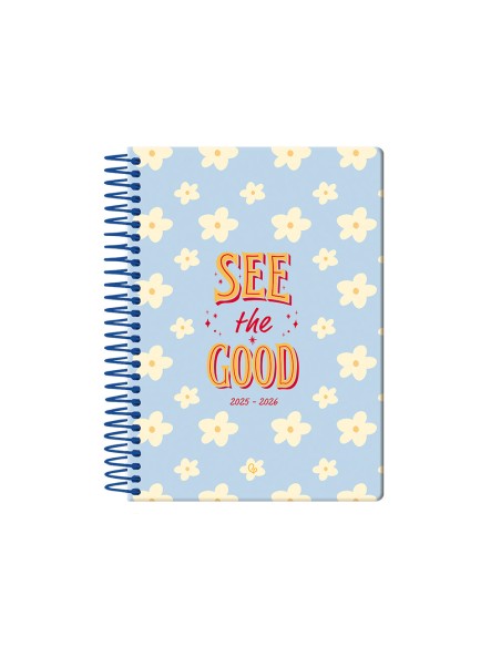 Agenda escolar liderpapel 25 26 espiral petite flores semana vista a5 bilingue papelfsc 80 gr