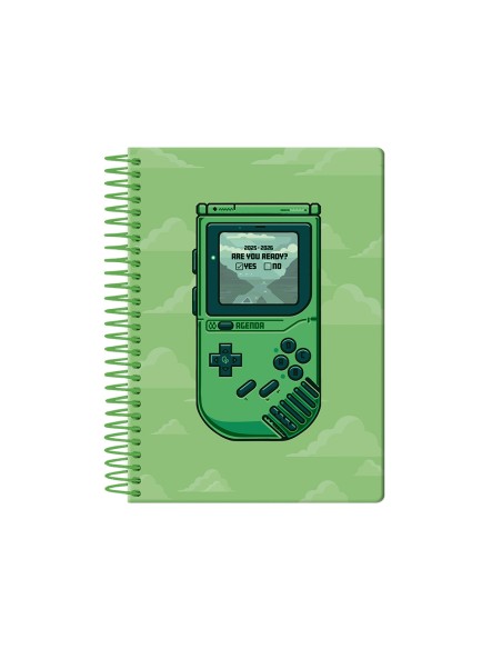 Agenda escolar liderpapel 25 26 espiral game on verde dia pagina a5 bilingue papel fsc 80 gr