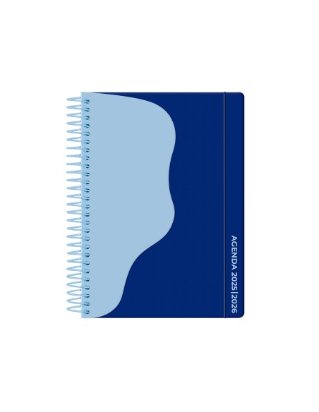 Agenda escolar liderpapel 25 26 espiral waves azul oscu ro semana vista a5 bilingue papel fsc 80 gr