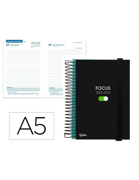 Agenda escolar liderpapel 25 26 espiral personalizable dia pagina a5 bilingue papel fsc 70 gr