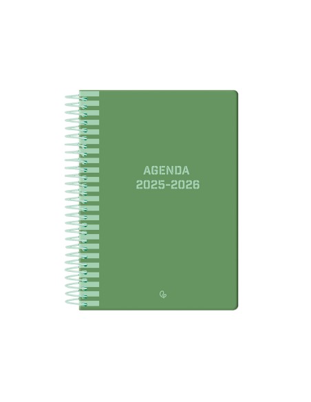 Agenda escolar liderpapel 25 26 espiral classic verde dia pagina a5 bilingue papel fsc 70 gr