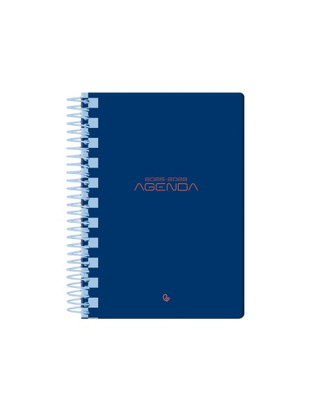 Agenda escolar liderpapel 25 26 espiral classic azul oscuro dia pagina a5 bilingue papel fsc 70 gr