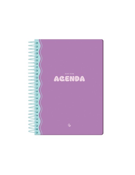 Agenda escolar liderpapel 25 26 espiral classic morado dia pagina a5 bilingue papel fsc 70 gr