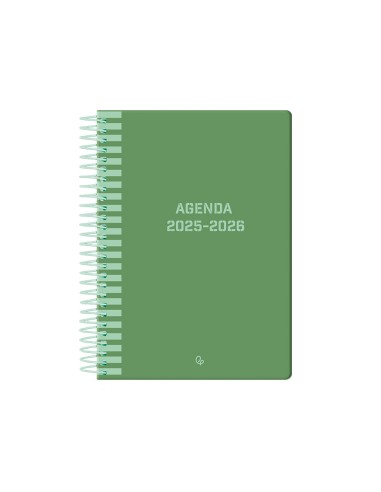 Agenda escolar liderpapel 25 26 espiral classic verde semana vista a5 bilingue papelfsc 70 gr