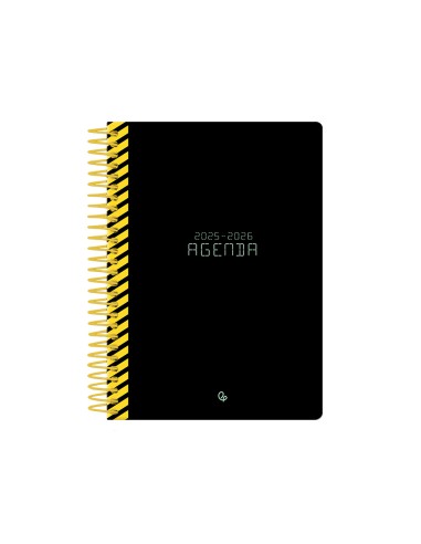Agenda escolar liderpapel 25 26 espiral classic negro semana vista a5 bilingue papelfsc 70 gr
