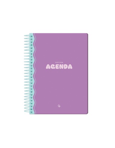 Agenda escolar liderpapel 25 26 espiral classic morado semana vista a5 bilingue papelfsc 70 gr 70 gr