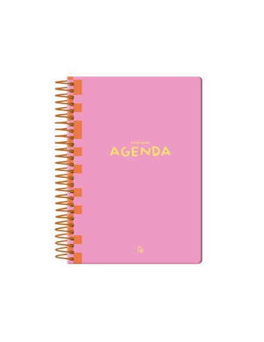 Agenda escolar liderpapel 25 26 espiral classic rosa semana vista a5 bilingue papelfsc 70 gr