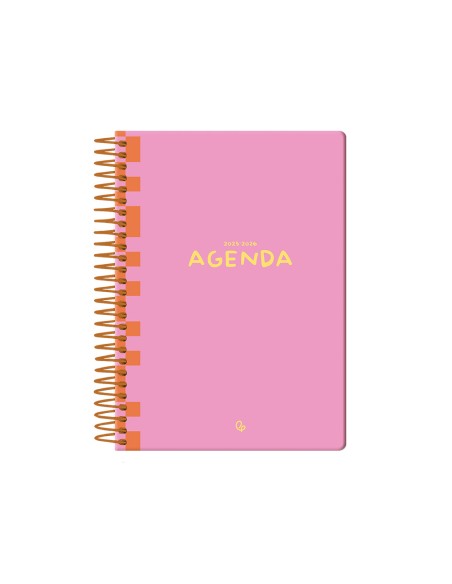 Agenda escolar liderpapel 25 26 espiral classic rosa semana vista a5 bilingue papelfsc 70 gr