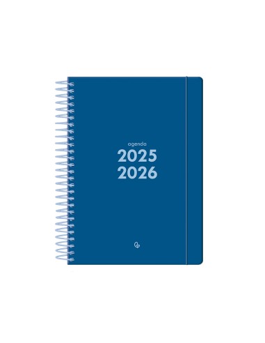 Agenda escolar liderpapel 25 26 espiral basic azul oscuro dia pagina a5 bilingue papel fsc 70 gr