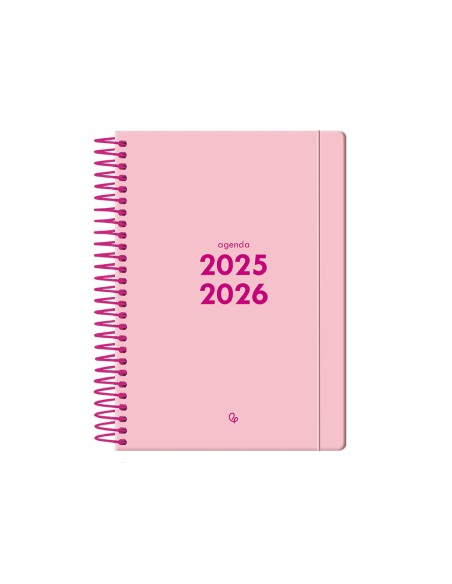 Agenda escolar liderpapel 25 26 espiral basic rosa dia pagina a5 bilingue papel fsc 70 gr