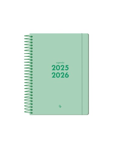 Agenda escolar liderpapel 25 2 6 espiral basic verde menta semana vista a5 bilingue papelfsc 70 gr