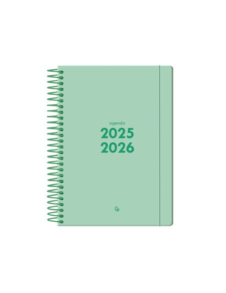 Agenda escolar liderpapel 25 2 6 espiral basic verde menta semana vista a5 bilingue papelfsc 70 gr