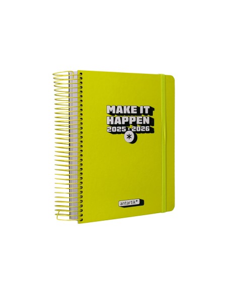 Agenda escolar antartik 25 26 espiral neon amarillo dia pagina a5 bilingue papel fsc 80 gr