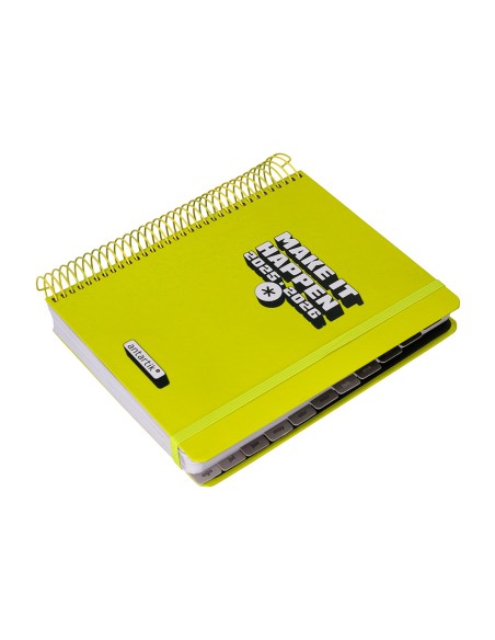 Agenda escolar antartik 25 26 espiral neon amarillo dia pagina a5 bilingue papel fsc 80 gr