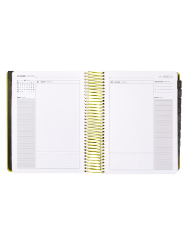 Agenda escolar antartik 25 26 espiral neon amarillo dia pagina a5 bilingue papel fsc 80 gr