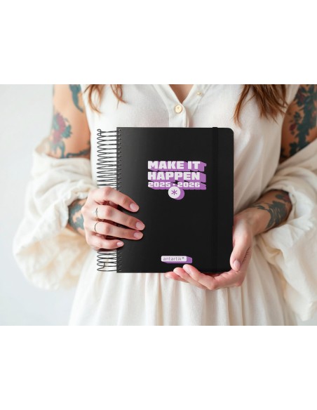 Agenda escolar antartik 25 26 espiral neon negro dia pagina a5 bilingue papel fsc 80 gr