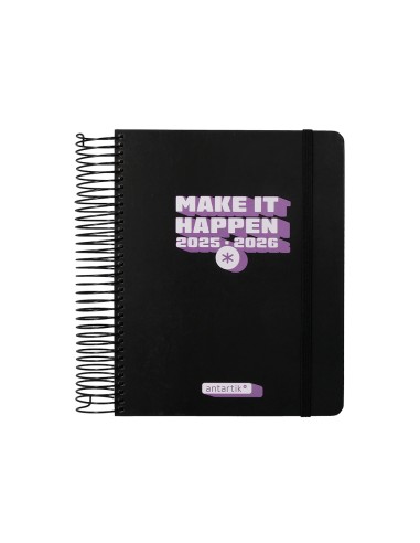 Agenda escolar antartik 25 26 espiral neon negro dia pagina a5 bilingue papel fsc 80 gr