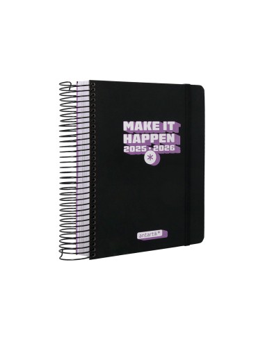 Agenda escolar antartik 25 26 espiral neon negro dia pagina a5 bilingue papel fsc 80 gr